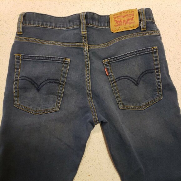 Levis 511 Jeans Boys 16 28x28 Blue Denim Straight Leg Regular Fit Zip Fly Pants - Picture 3 of 13